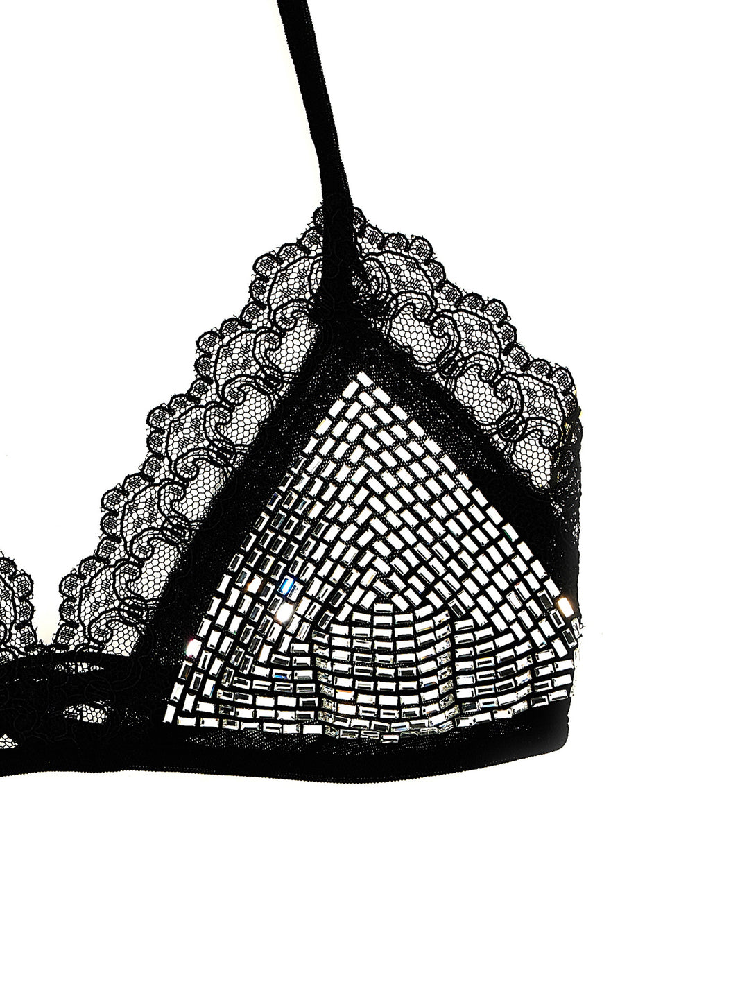 Rhinestone Bra Underwear, Body Black