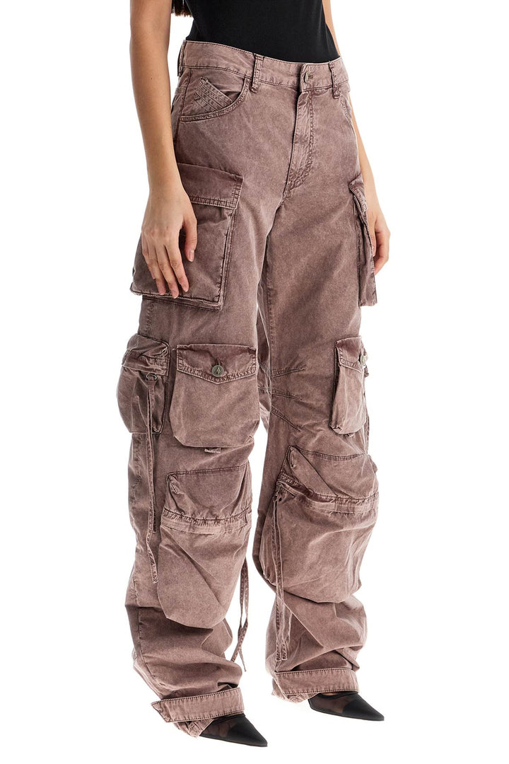 High Waisted Wide Leg Cargo Pants Washed Mauve