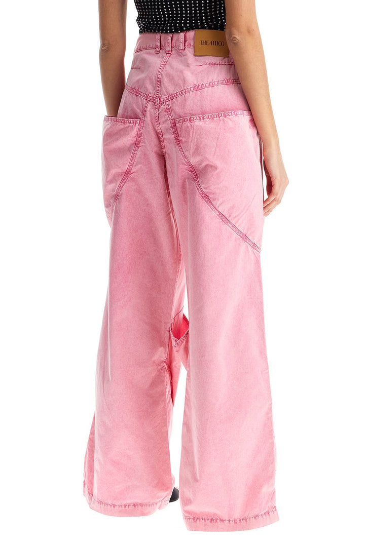 High Waisted Loose Fit Pink Palazzo Pants In Cotton