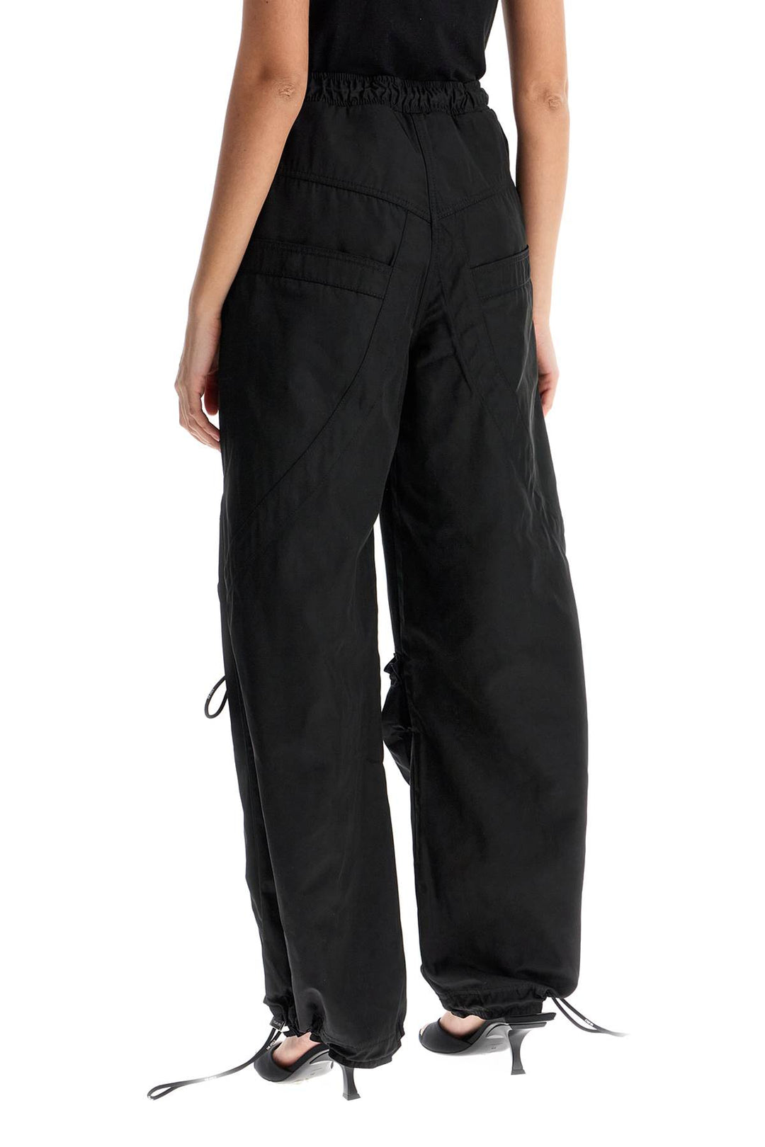 High Waisted Black Elasticated Loose Fit Trousers With Pockets