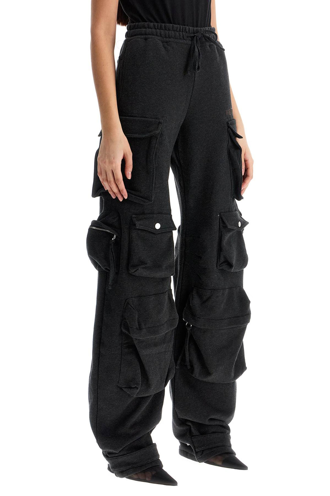 High Waisted Loose Black Fade Cotton Pants