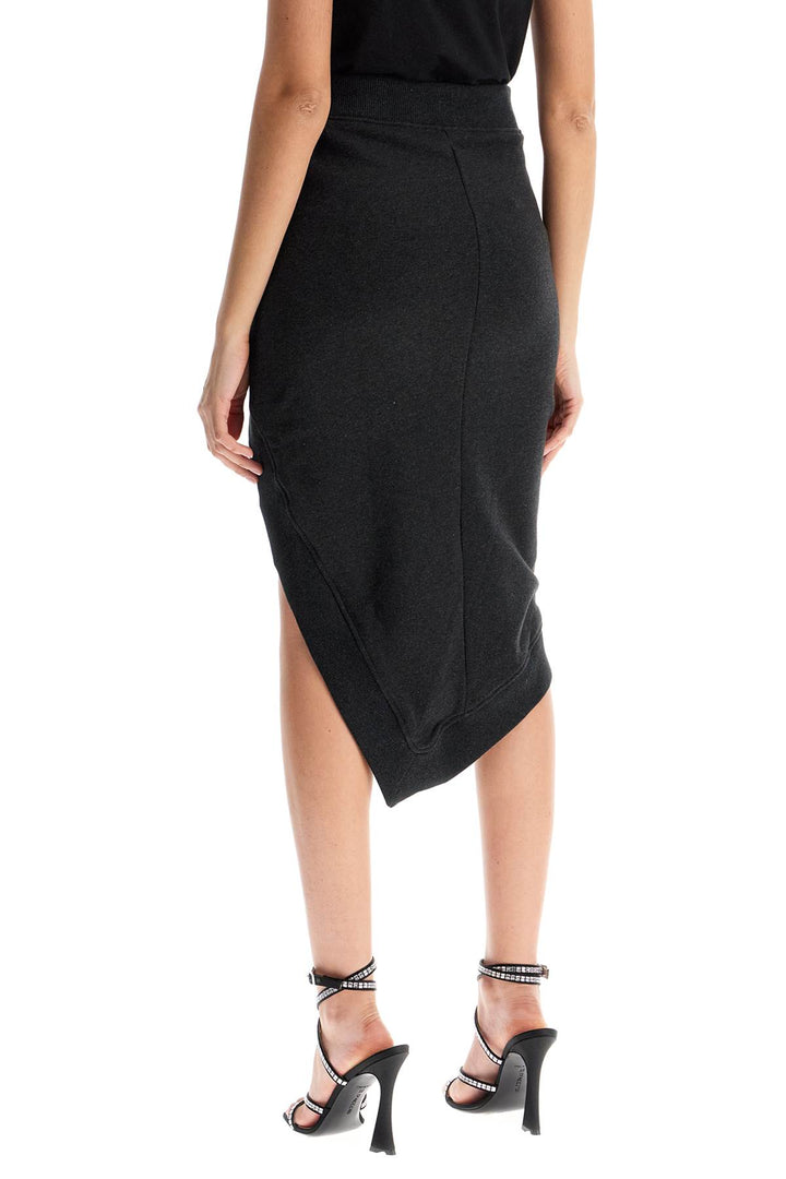 High Waisted Asymmetrical Midi Skirt In Faded Black Cotton