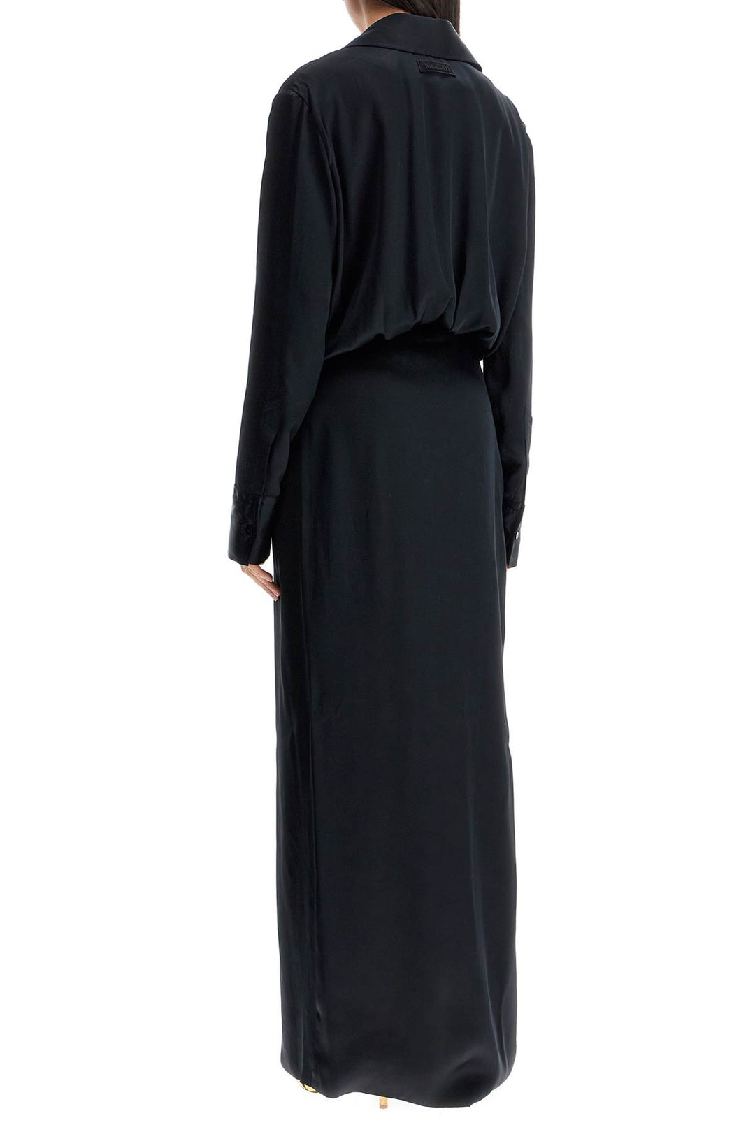 Black Long Sleeve Midi Dress With Side Slit