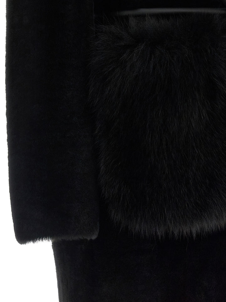Blancha Merino Straight-Volpe Fur - Black | 0f56420a36411bafdc34f07e71179e570a2de2ff
