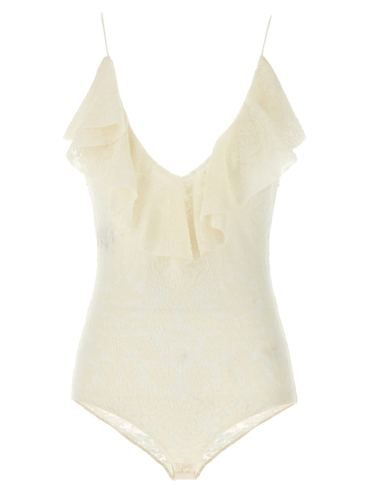 Lace Bodysuit Underwear, Body White