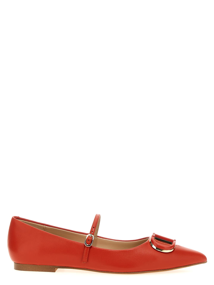 Oval T Flat Shoes Red