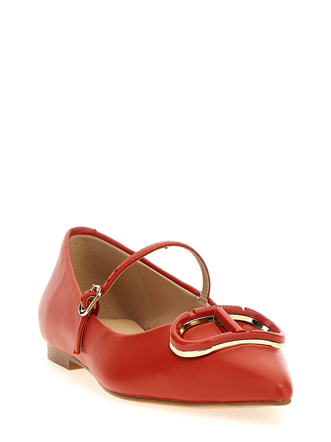 Oval T Flat Shoes Red