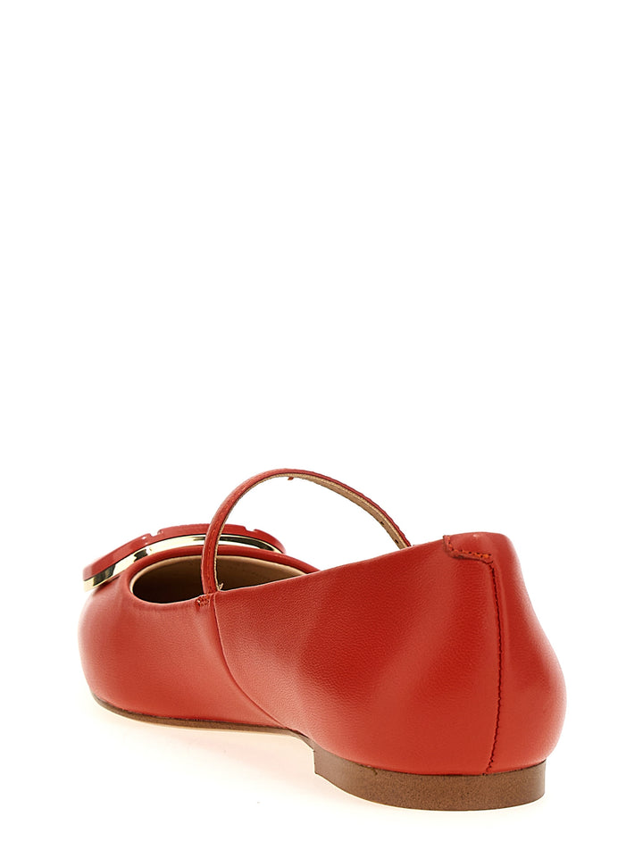 Oval T Flat Shoes Red