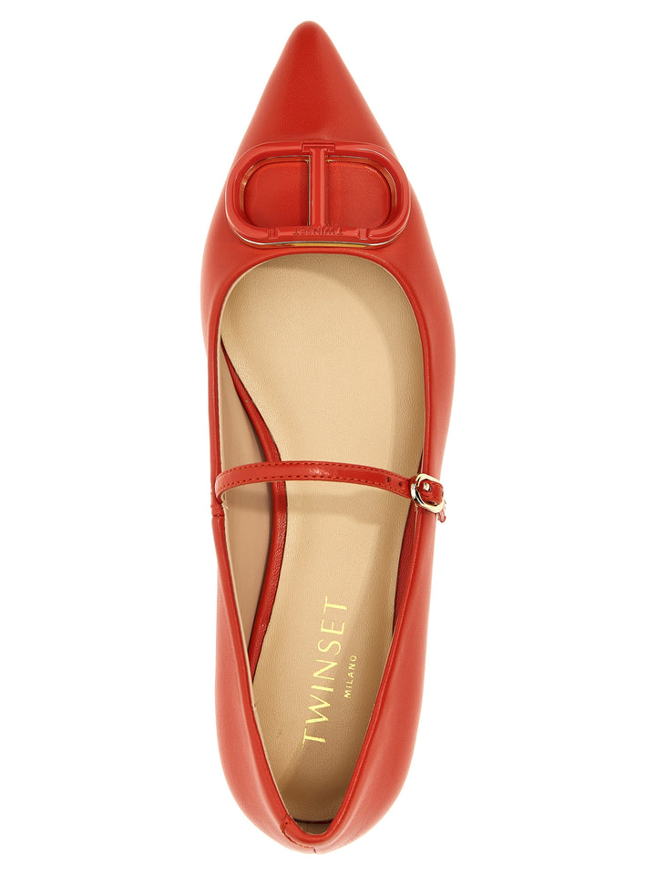 Oval T Flat Shoes Red