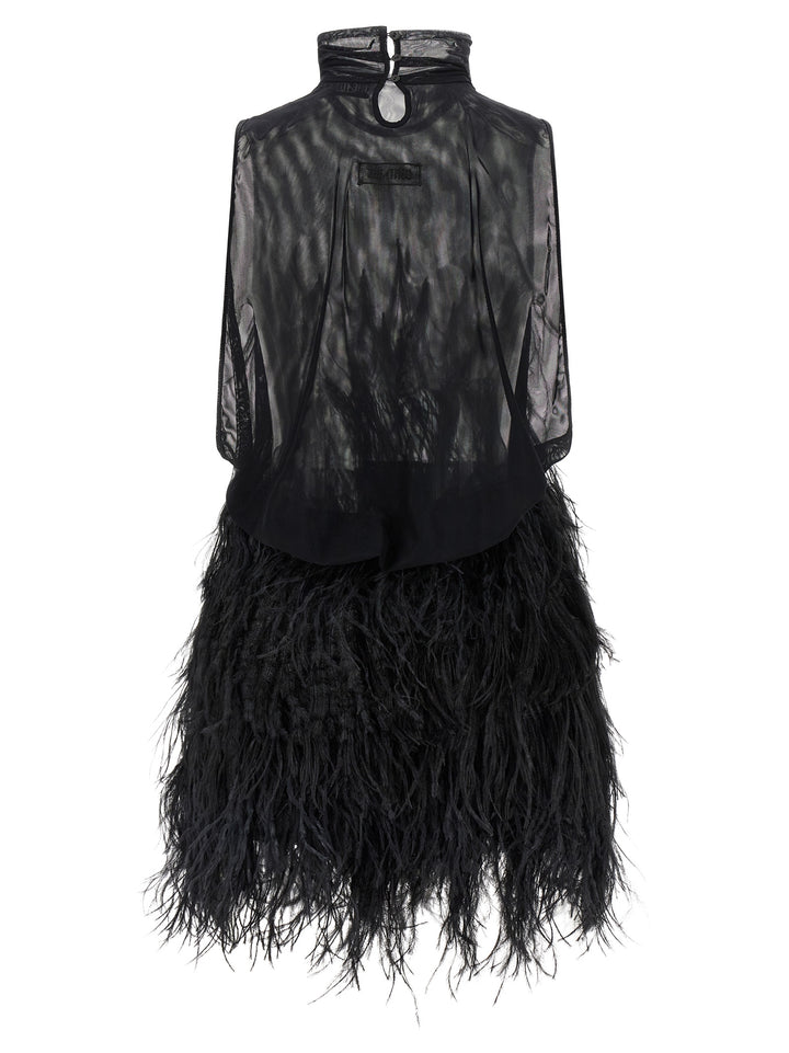 The Attico Ostrich Feather Dress Dresses - Black | 4b38449d84a4f5a515919676a4960c3c194513bb