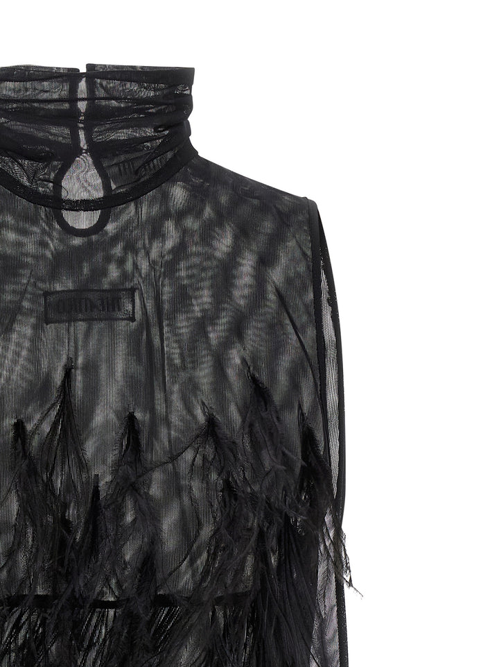 The Attico Ostrich Feather Dress Dresses - Black | 114a96ac40d6473225668a978003620d90536973