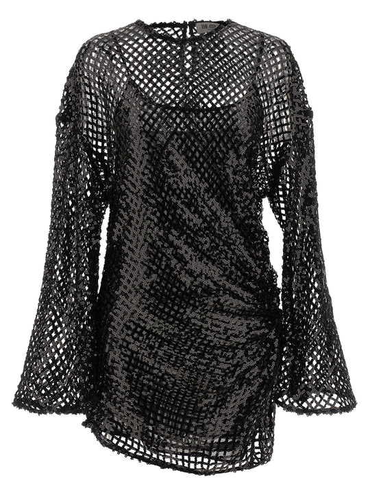 Sequin Mesh Dress Dresses Black