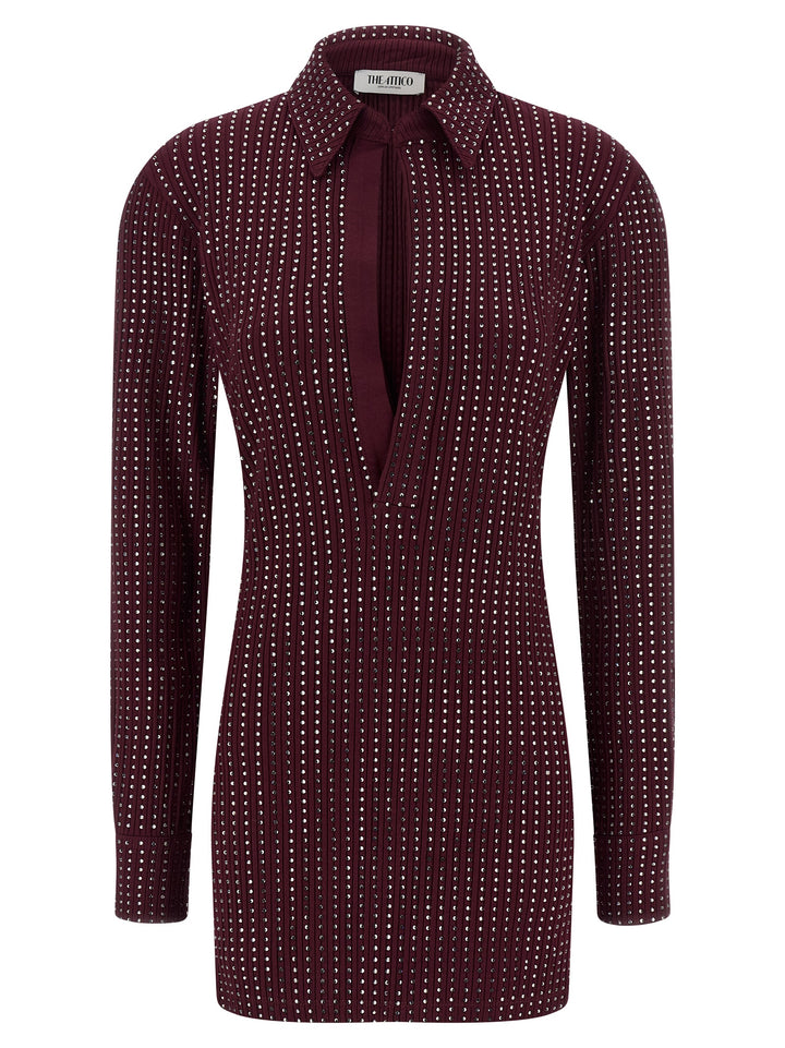 The Attico Rhinestone Dress Dresses - Bordeaux | b257f1db8bb0a94f84c3d5656cf8520e81beb1c5