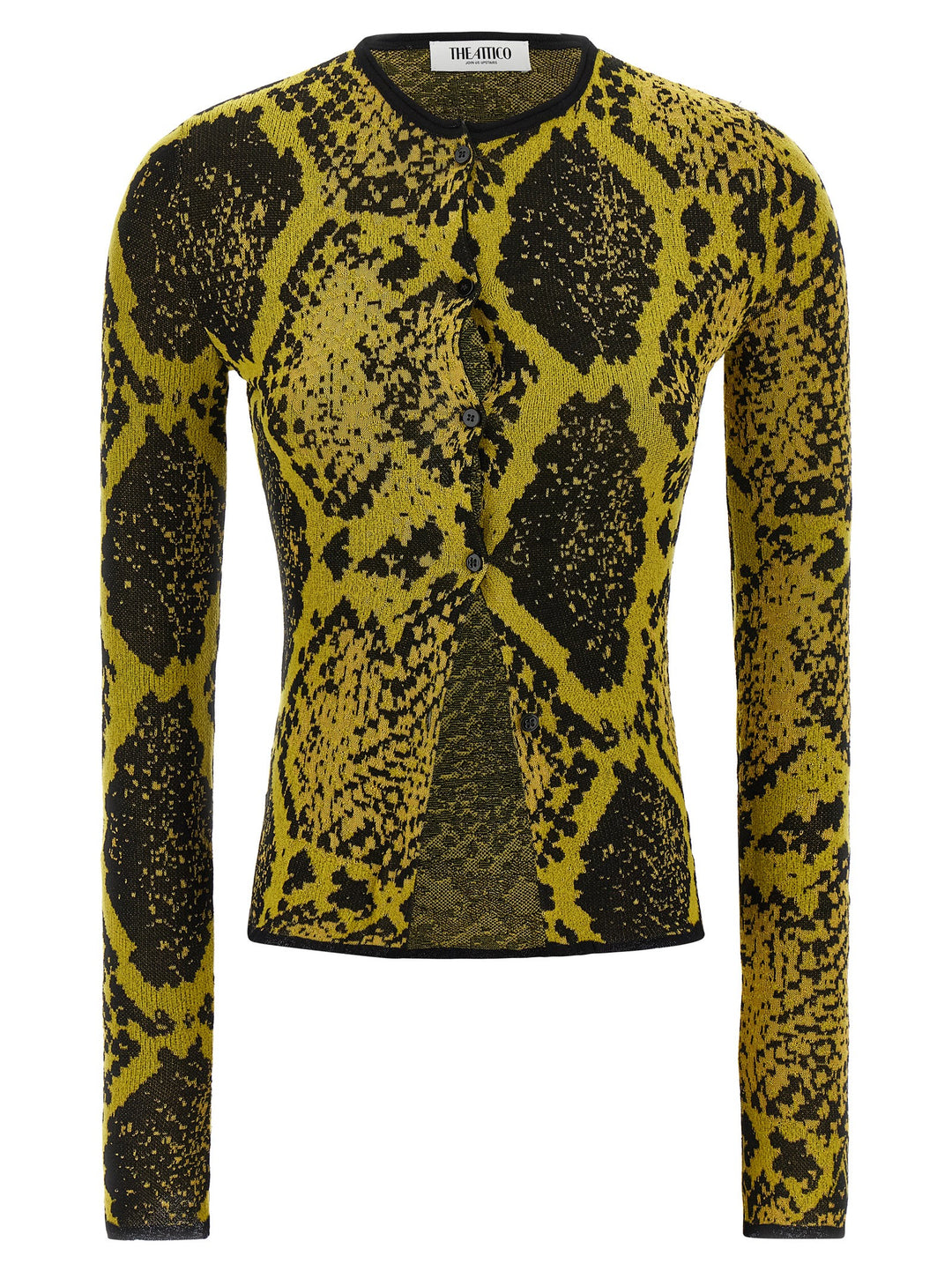 The Attico Python Jacquard Cardigan Sweaters and Cardigans - Yellow | 72de3af6040949f7d6d0a68cb0342a94cc0e4176