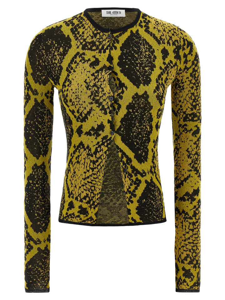 The Attico Python Jacquard Cardigan Sweaters and Cardigans - Yellow | 72de3af6040949f7d6d0a68cb0342a94cc0e4176