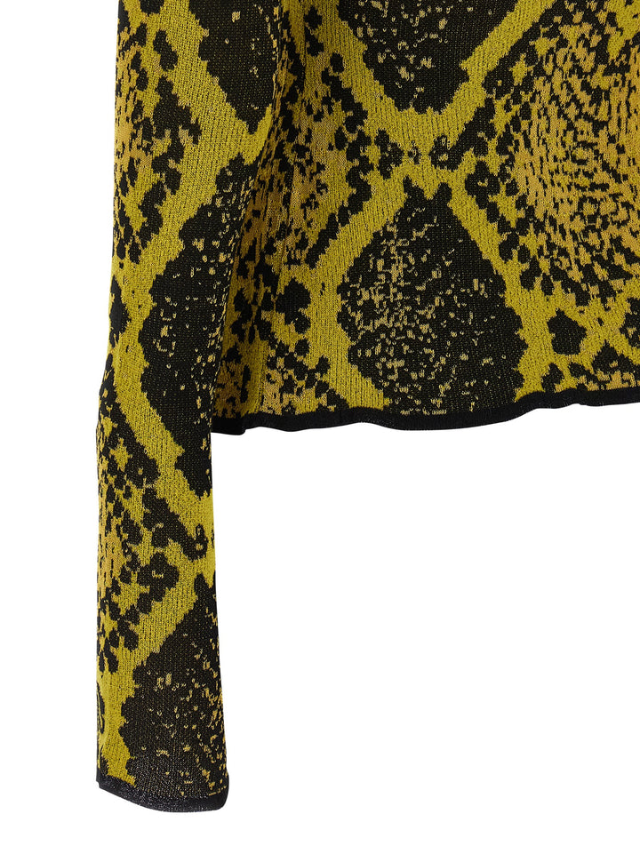 The Attico Python Jacquard Cardigan Sweaters and Cardigans - Yellow | b91eccca2d0da20550cc481576152107c5a42c70