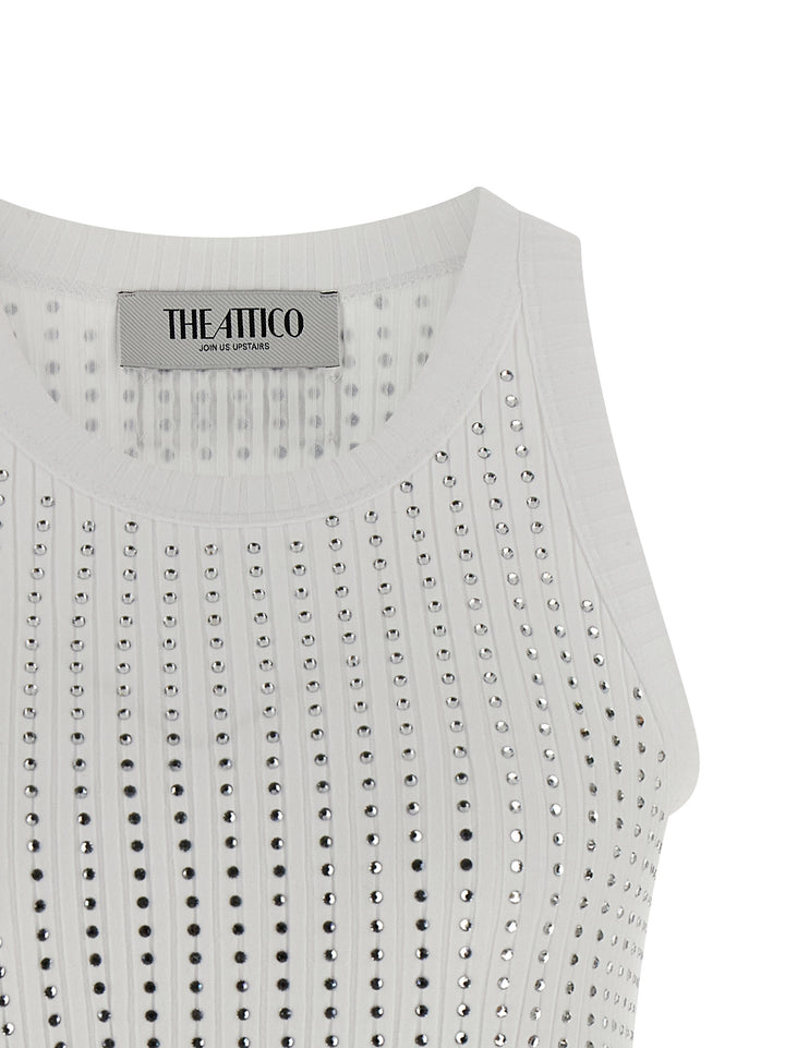 The Attico Rhinestone Tank Top Tops - White | 54fd9a2235f04152eed7aefb8e969aaa060cf19d