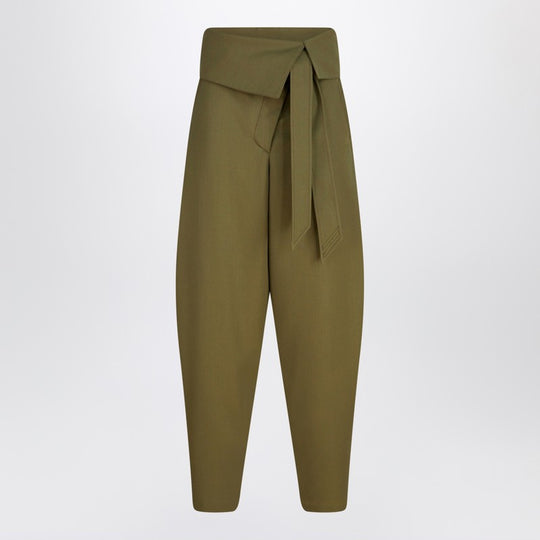 Military Green Wool Gabardine Trousers