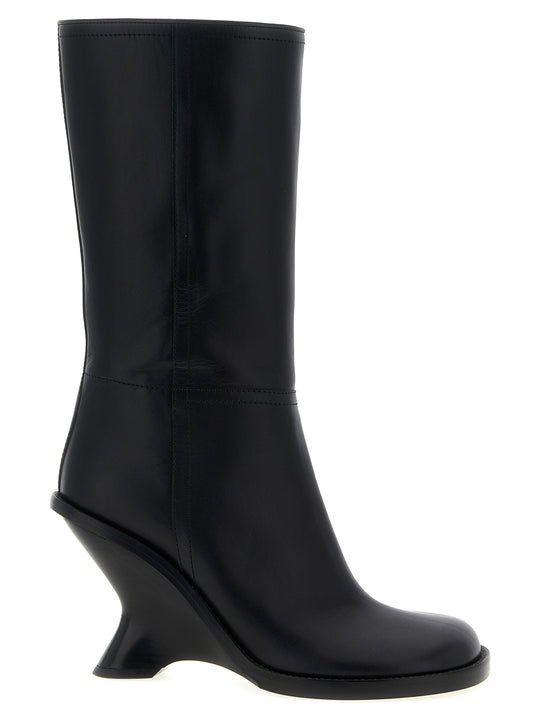Curved Wedge Heel Boots Boots And Ankle Boots Black
