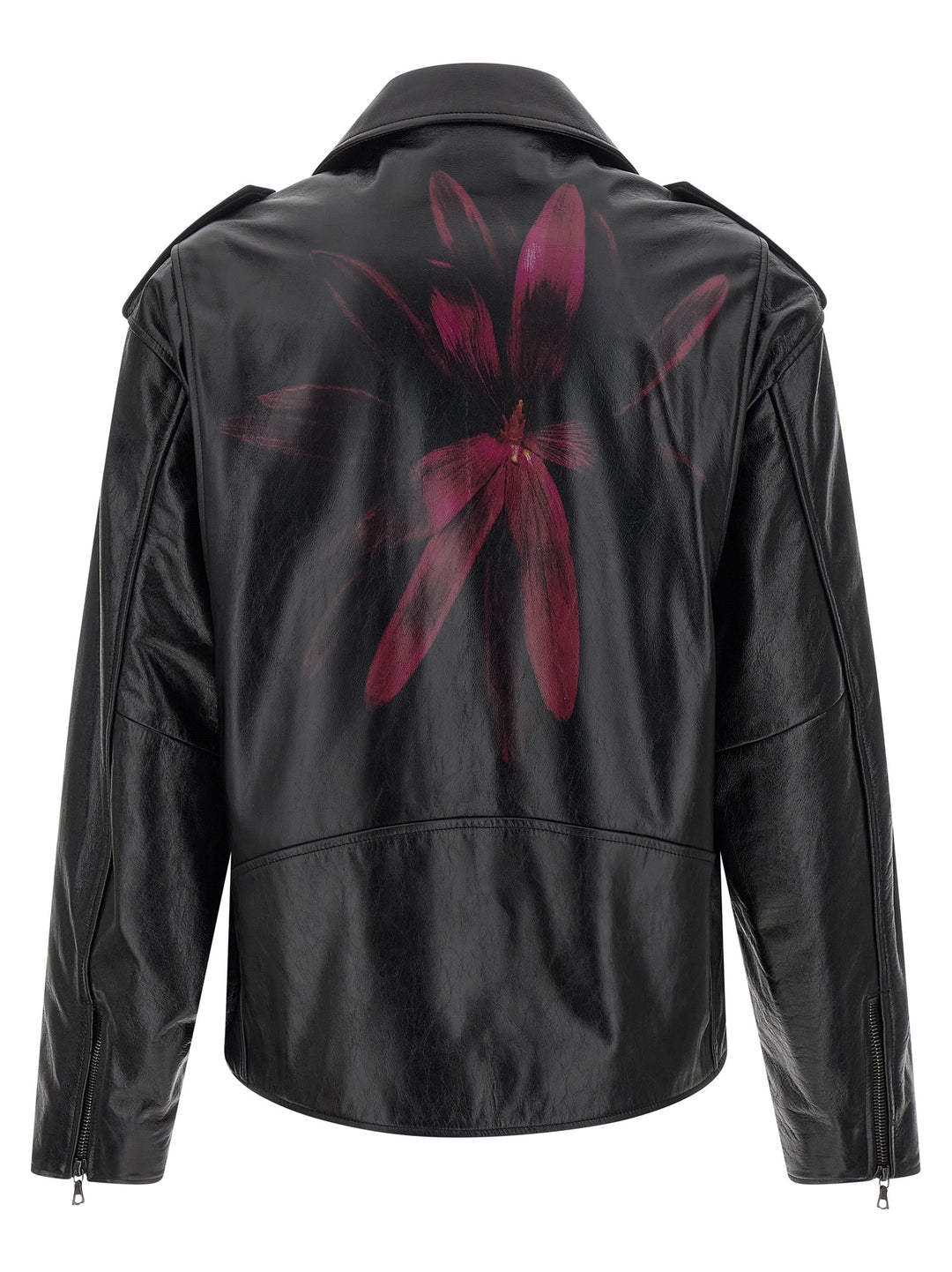 Dries Van Noten  Leather Biker Jacket Puffer Jackets - Black | 2074cdcd3739e62bc4e6a785d6afa91ead144fb4