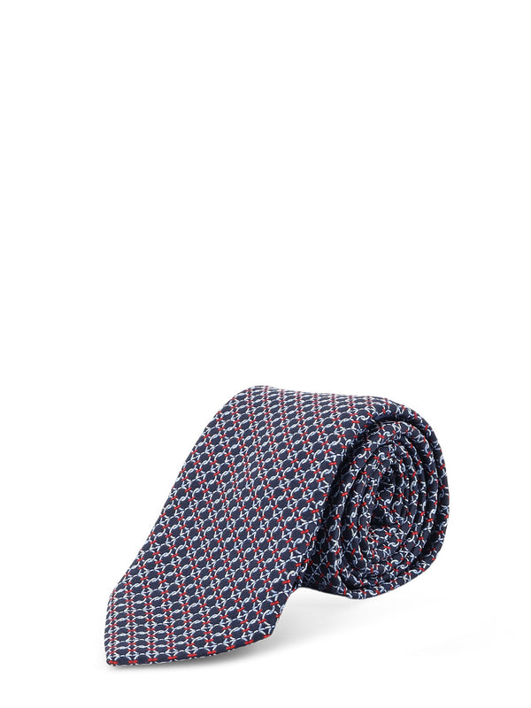 Crema Silk Tie With Intreccio Print