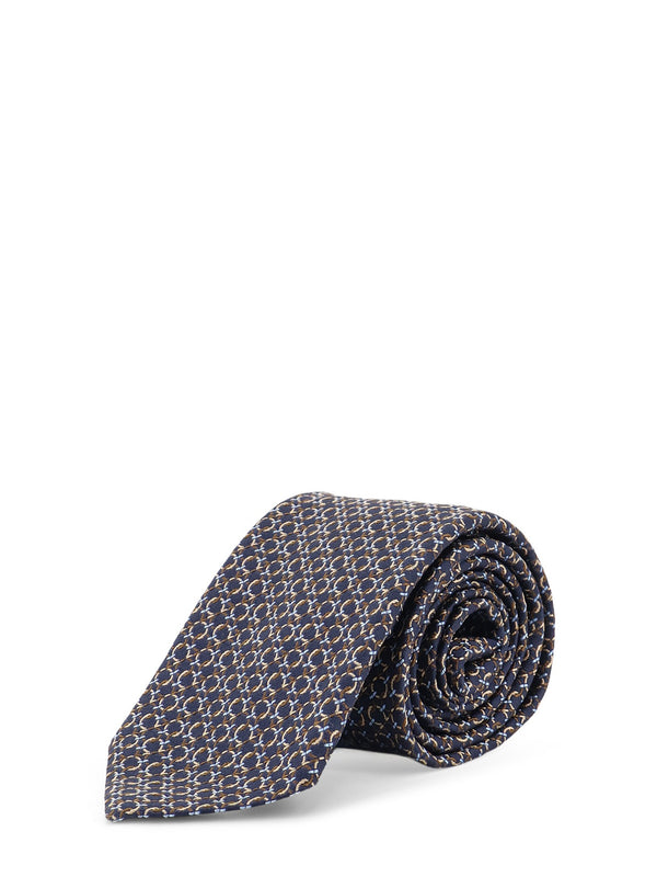 Crema Silk Tie With Intreccio Print