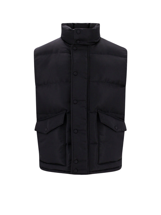 Padded And Quilted Nylon Sleeveless Jacket With Back Mcqueen Graffiti Print