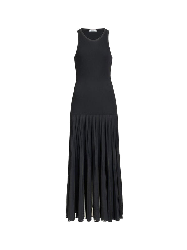 Long Pleated Viscose Blend Dress
