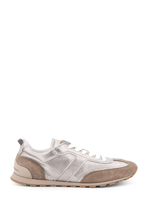 Laminated Leather And Suede Sneakers