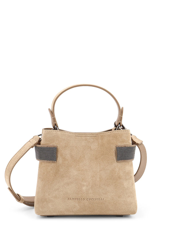 Suede Shoulder Bag With Monili Detail