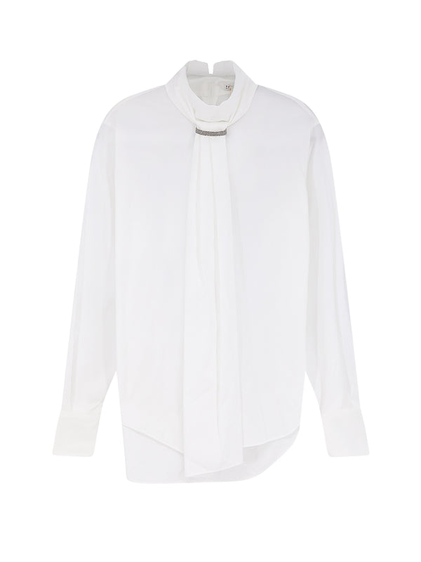 Cotton Blend Shirt With Monili Detail