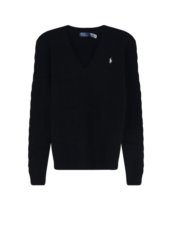 Wool And Cashmere Blend Sweater With Embroidered Logo On The Front