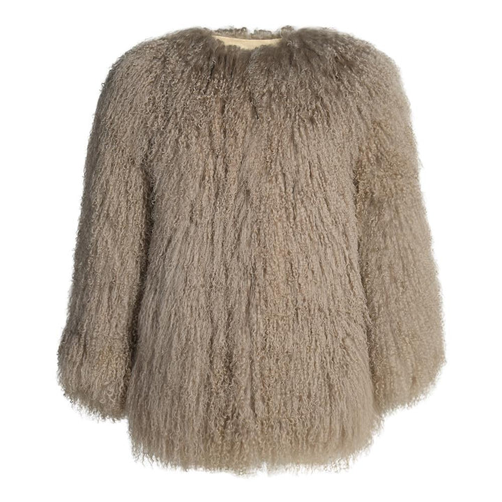 Lovley Beige Coat in Lambskin Fur