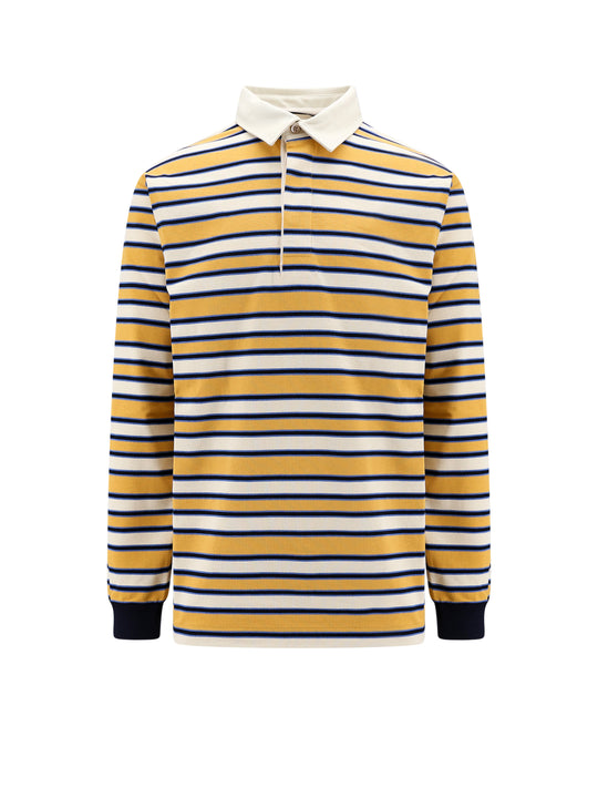 Cotton Polo Shirt With Striped Motif