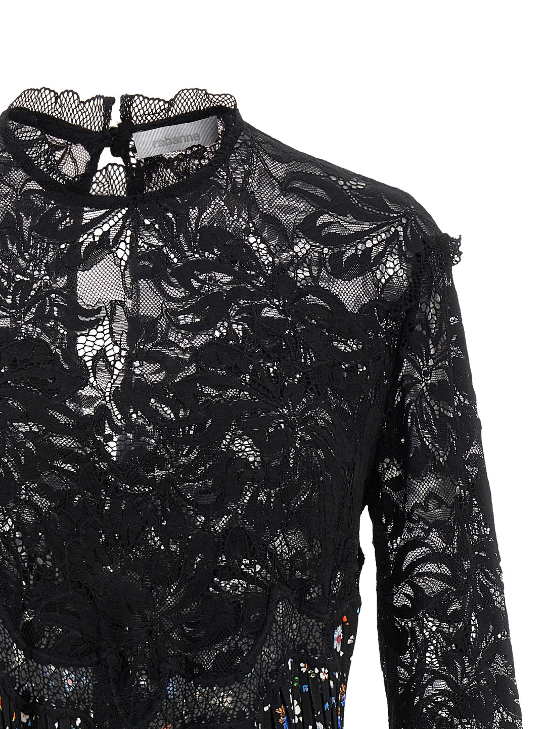 Paco Rabanne Floral Lace Dress Dresses Black | Wanan Luxury Paco Rabanne Floral Lace Dress Dresses Black | Wanan Luxury