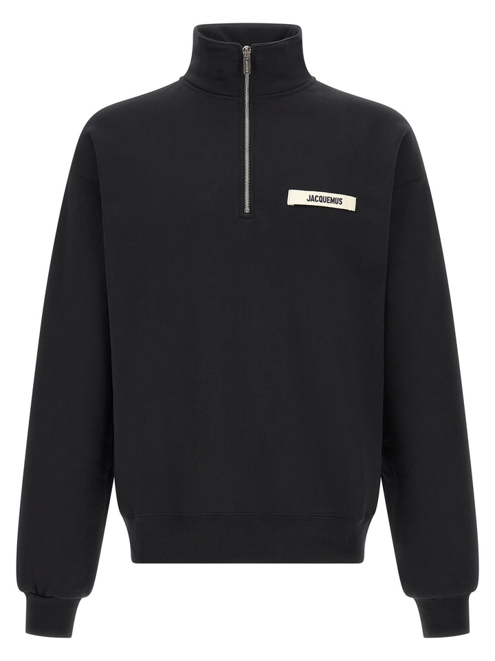 Jacquemus Le Camionneur Gros Grain Sweatshirt - Black | 566830fd0b740a3262bcc7be9e1ec8621227643d