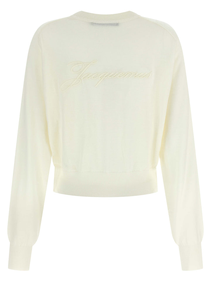 Jacquemus Le Sweater Brodé Sweaters and Cardigans - White | 469459b40b247944e13ef1755e73ae8db56eb769