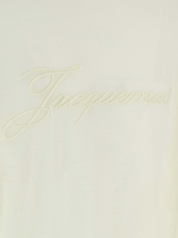 Jacquemus Le Sweater Brodé Sweaters and Cardigans - White | 35b5f8bdfd356ff460997737f0139eb9bed74249