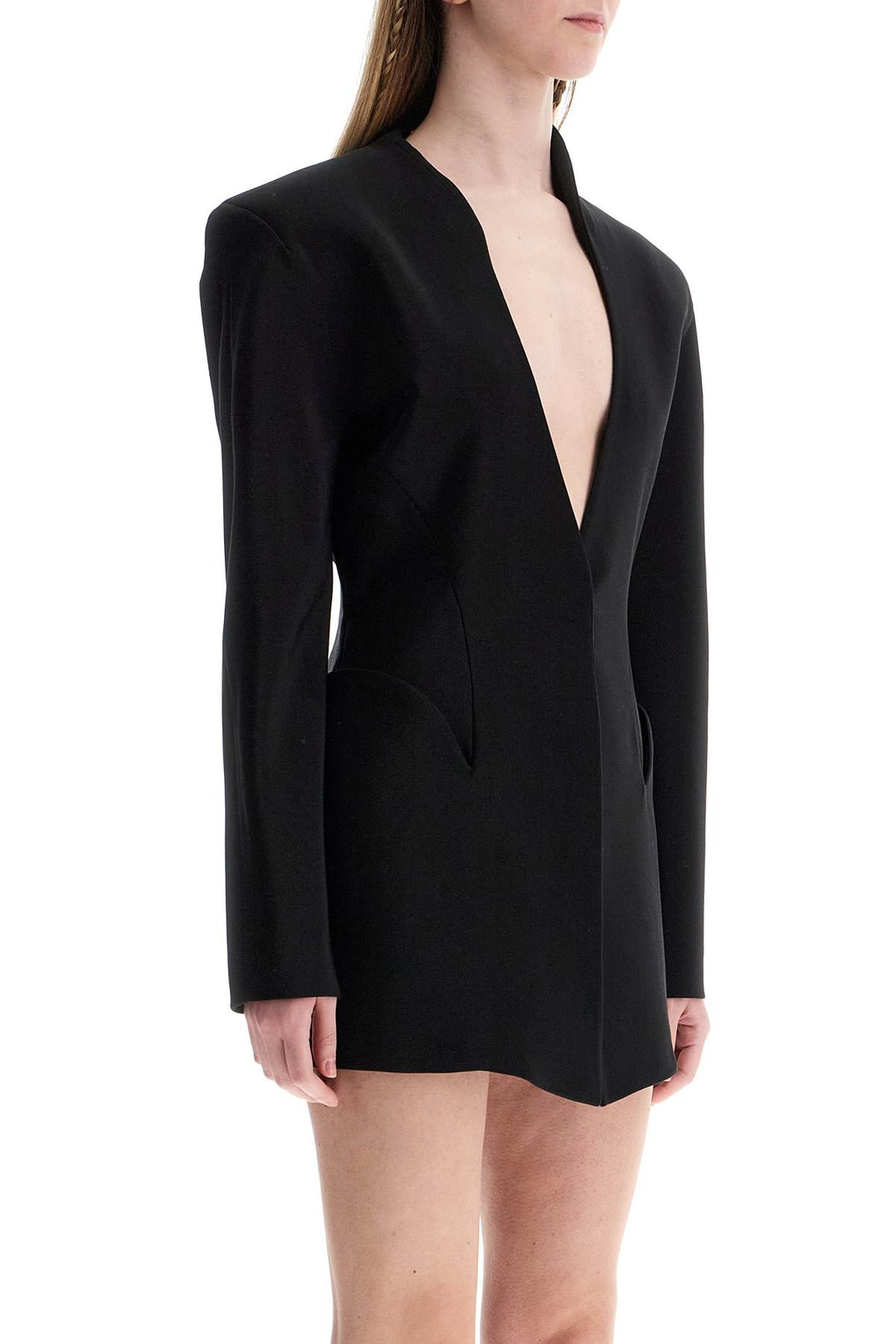 Short Black V Neck Jacket With Contemporary Design