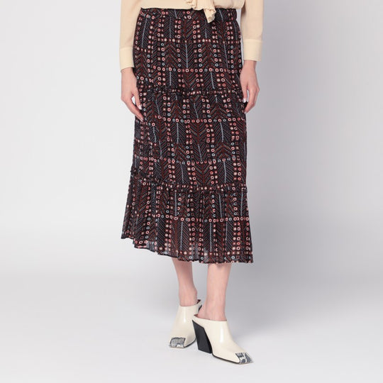 Diya Skirt In Cotton Voile With Print