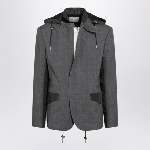 Grey/Khaki Wool And Nylon Jacket