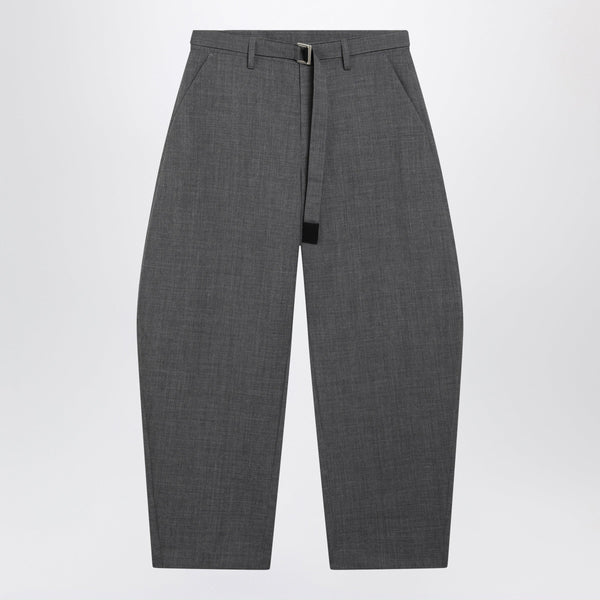 Grey Wool Trousers With Belt
