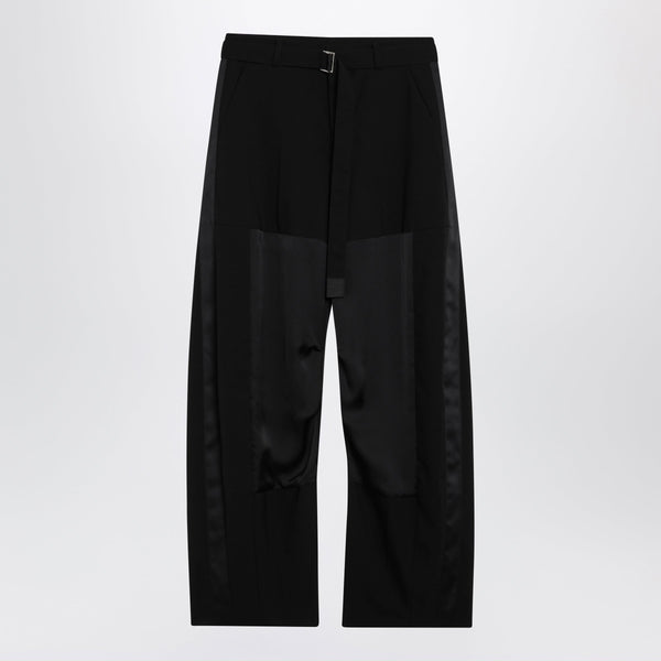 Wide-Leg Wool Trousers With Panels And Belt