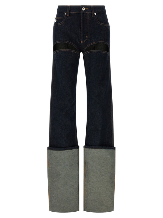 Denim Pants With Cuts On Front Jeans Blue