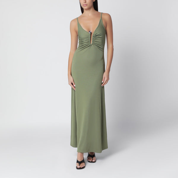 Green Ribbed Stretch Jersey Dress