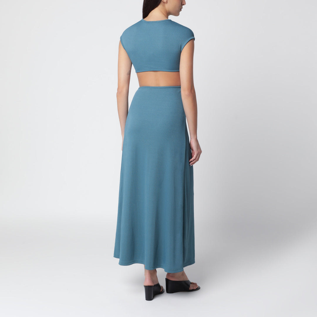 Christopher Esber Droplet Crystal Clasp Petrol Jersey Dress