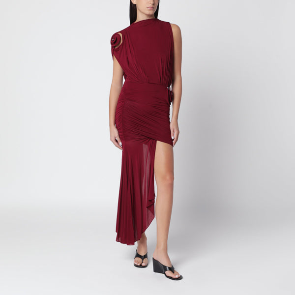 Aurelia Short Wine-Colored Viscose Dress
