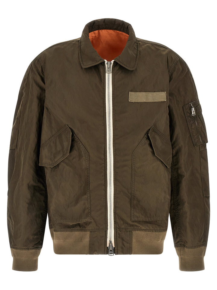 Sacai Crumpled Nylon Jacket Puffer Jackets - Green | 83fc32bac0e4de2efea8b87c031452ac3783990e