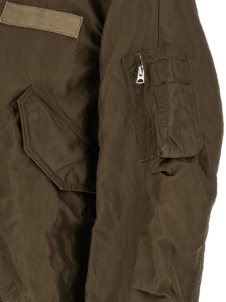 Sacai Crumpled Nylon Jacket Puffer Jackets - Green | 76337751257988940a2716e032a6abadf9357a8e