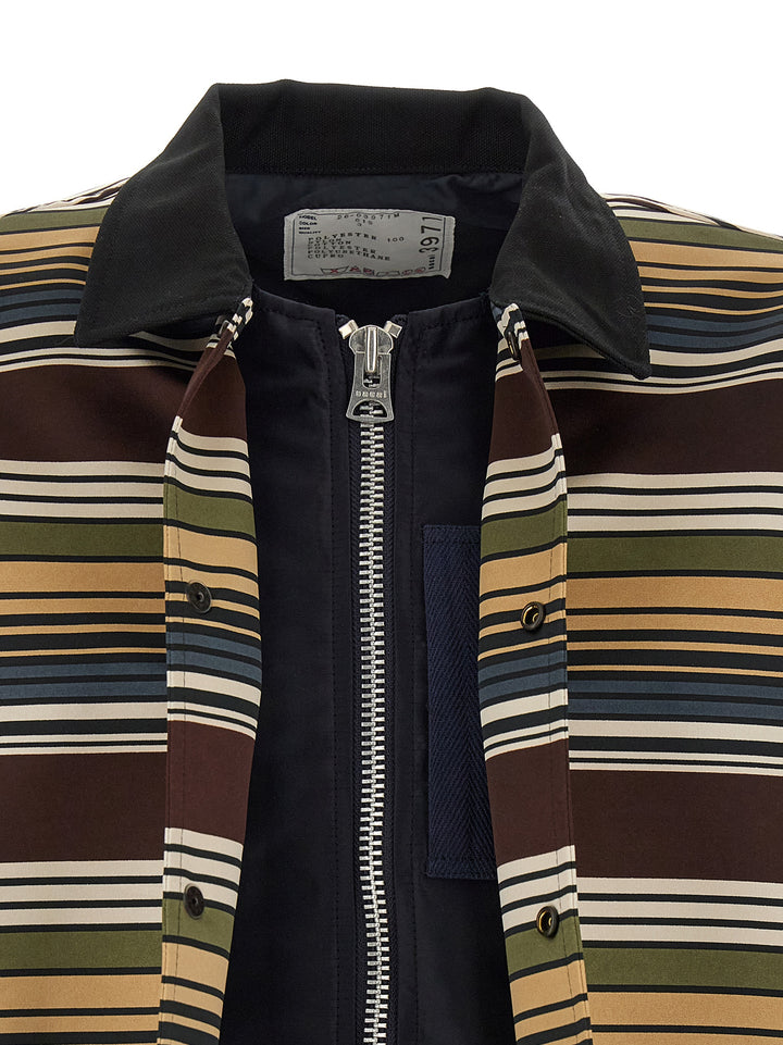 Sacai Horizontal Stripe Puffer Jackets - Brown | ca813ae3e9e57b0a3cc59f724dec606a79f2376d